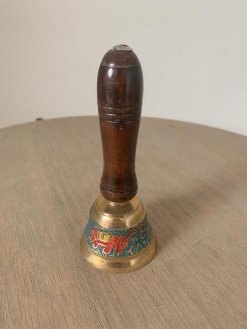 Vintage handbel messing met houten handvat, Antiek en Kunst, Curiosa en Brocante, Ophalen of Verzenden