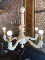 Landelijke luster 5 arms, Huis en Inrichting, Lampen | Kroonluchters, Ophalen, Zo goed als nieuw, Hout, Landelijk