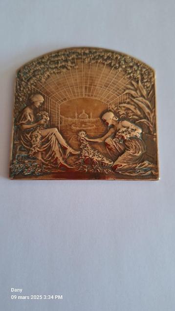 Plaque MEDAILLE bronze EXPOSITION UNIVERSELLE DE GAND 1913 beschikbaar voor biedingen