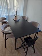 Moderne zwarte eettafel met metalen poten, Enlèvement, Utilisé, 50 à 100 cm, Rectangulaire