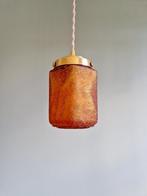 Art Deco hanglamp in amberkleurig gebarsten glas, 1920-30, Antiek en Kunst, Ophalen of Verzenden