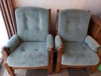 2 retro zetels met salontafel, Huis en Inrichting, Fauteuils, Ophalen, Gebruikt, Hout, Klassiek