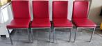 Leuke rode stoelen, Huis en Inrichting, Stoelen, Vier, Gebruikt, Metaal, Ophalen