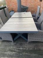 Tuintafel uitschuifbaar met 6 verstelbare stoelen + kussrns, Ophalen, Zo goed als nieuw, Rechthoekig, Aluminium