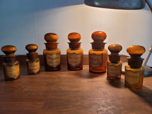Set van 7 oude medicijnpotjes, Antiek en Kunst, Antiek | Overige Antiek, Ophalen of Verzenden
