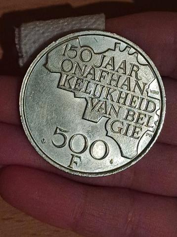 150 jaar onafhankelijkheid van Belgïe de munt is 500 frank  beschikbaar voor biedingen