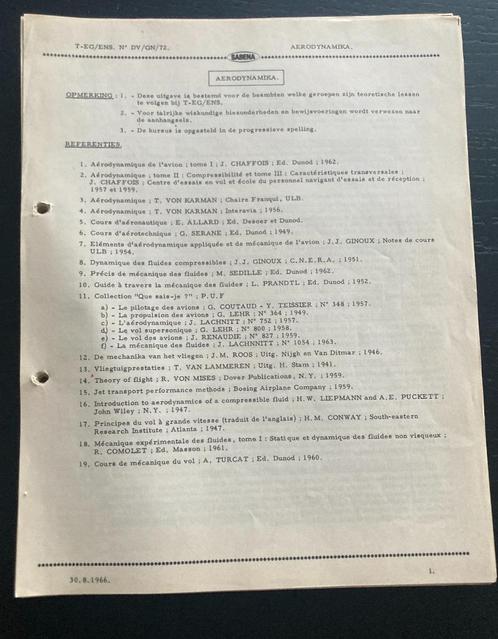 Rare cours d'aérodynamique Ecole d'Aviation Civile de 1966, Collections, Aviation, Utilisé, Livre ou Revue, Enlèvement ou Envoi