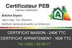 Certificat PEB 240€ maison / 160€ appart Liège-Huy-Waremme, Divers, Envoi, Neuf