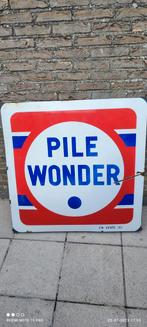 Prachtig oud emaillebord Pile Wonder Emaillerie Strasbourg, Ophalen of Verzenden, Zo goed als nieuw, Reclamebord