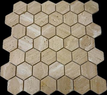 Travertin Hexagon 48x48x10mm beschikbaar voor biedingen