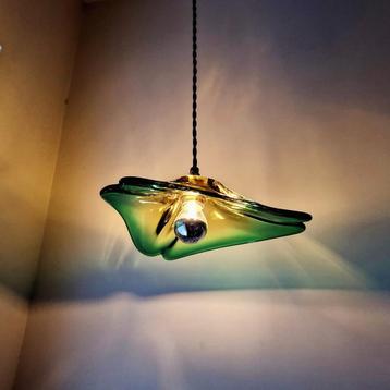 Lampe suspendue vintage en verre Val Saint Lambert., Enlèvement ou Envoi