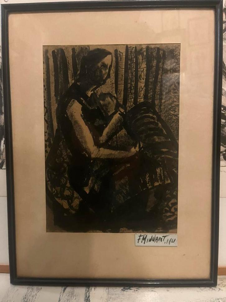Kader kunst - Frans Minnaert, Antiek en Kunst, Kunst | Tekeningen en Fotografie, Ophalen