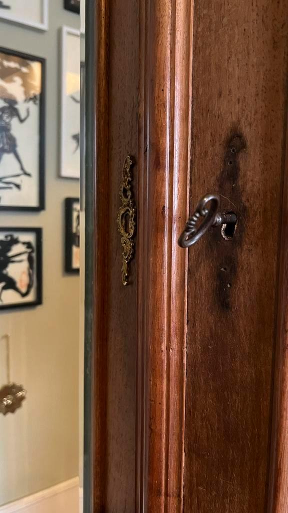 Antieke massief houten kledingkast met spiegels, Antiek en Kunst, Antiek | Meubels | Kasten, Ophalen