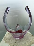 glazen fruitschaal en glazen vaas in roos-fushiakleur, Antiek en Kunst, Ophalen