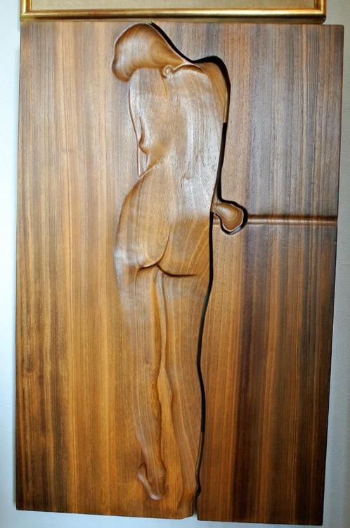 Œuvre de Michel Delaere 97 - 62 cm 5 cm d'épaisseur en bois., Antiquités & Art, Art | Sculptures & Bois, Enlèvement