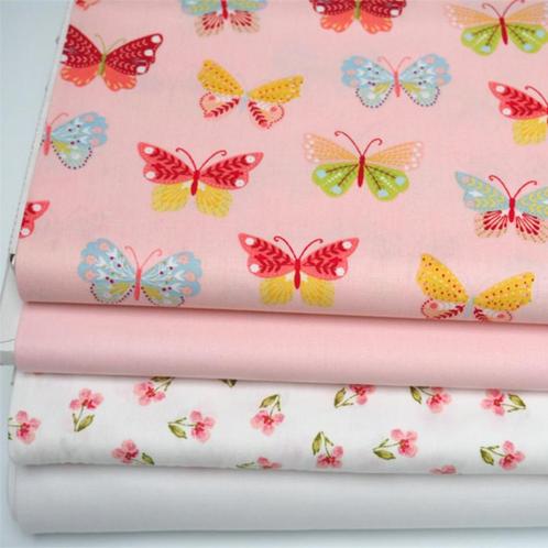 61013) 4 stukkenx70x50cm stoffenpakketten vlinder, Hobby en Vrije tijd, Stoffen en Lappen, Nieuw, Katoen, 30 tot 120 cm, 30 tot 200 cm