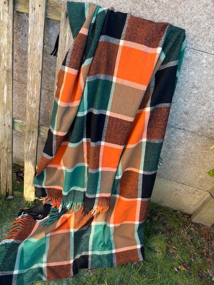 Vintage tartan wol plaid/deken Manta Belgium, Huis en Inrichting, Woonaccessoires | Plaids en Woondekens, Zo goed als nieuw, Ophalen of Verzenden