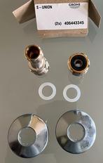 GROHE set koppelstukken met dichtingen & afdekplaatjes, Doe-het-zelf en Bouw, Sanitair, Ophalen, Nieuw, Chroom, Kraan