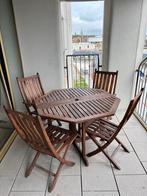 Tuintafel en 4 stoelen (inklapbaar), Tuin en Terras, Ophalen, 4 zitplaatsen, Gebruikt, Eettafel