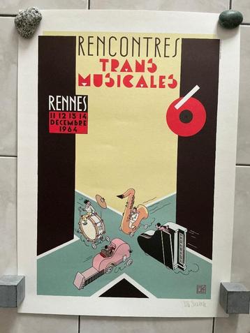 Poster, Joost Swarte, Rencontres Trans Musicales 1984 gesign beschikbaar voor biedingen