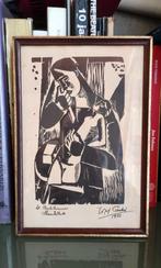 Houtsnede Jozef Cantré (1890 - 1957) - 'De Beeldhouwer', Antiek en Kunst, Kunst | Etsen en Gravures, Ophalen of Verzenden