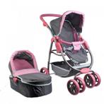 Poppenwagen Grijs roze 37x69x18, Kinderen en Baby's, Ophalen of Verzenden, Nieuw, Babypop