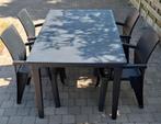 Tuinset, tafel met 4 stoelen, donkerblauw, plastic, Ophalen, Plastic