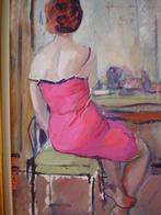 Huile sur toile "La femme en rose" 1967 Cox Suzanne, Enlèvement