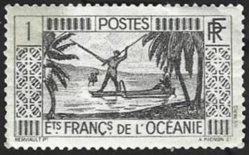 1 Postzegel Frans-Oceanië 1934 beschikbaar voor biedingen