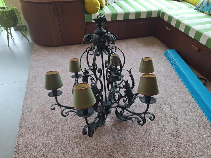 Landelijke luster, Huis en Inrichting, Lampen | Kroonluchters, Zo goed als nieuw, Metaal, Ophalen