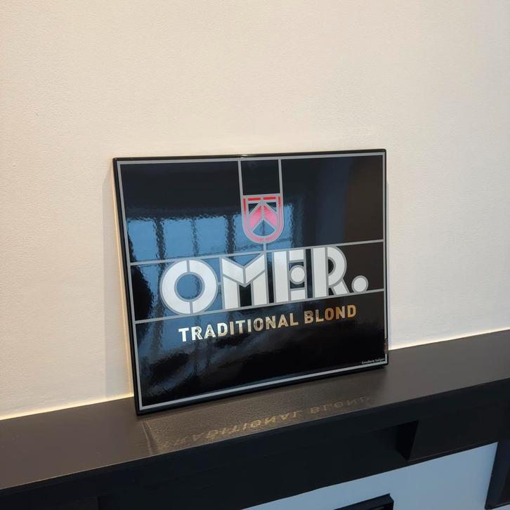 Emaille reclamebord Omer Traditional Blond, Verzamelen, Biermerken, Gebruikt, Reclamebord, Plaat of Schild, Ophalen of Verzenden