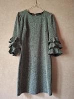 Elegant Grijs Mélange Jurkje met Ruchesmouwen - Perfect voor, Ophalen of Verzenden, Knielengte, Maat 36 (S), Grijs
