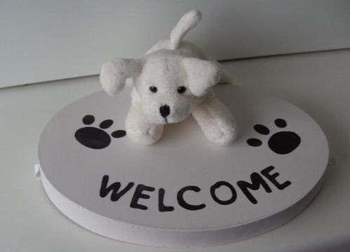PLUCHE HOND WELCOME WIT 32 STUKS Appletree NIEUW, Huis en Inrichting, Woonaccessoires | Overige, Nieuw, Ophalen of Verzenden