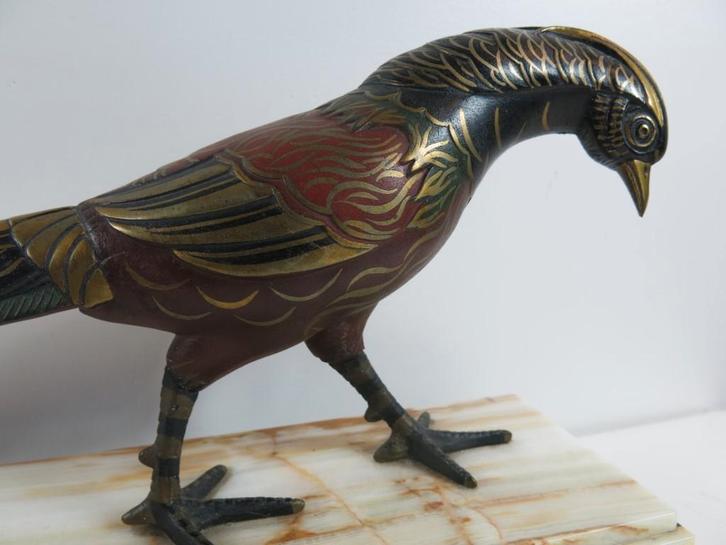 Grande sculpture art déco en métal Faisan Gilly France, Antiquités & Art, Antiquités | Bronze & Cuivre, Bronze, Enlèvement ou Envoi