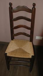 4 chaises en chêne massif avec sièges en rotin tressé, Maison & Meubles, Enlèvement, Utilisé, Bois, Quatre