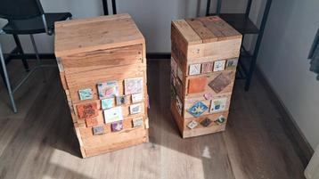 Houten unieke kist, decoratie, staander of bijzettafels beschikbaar voor biedingen