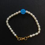 Bracelet avec perles d'eau douce et smiley, Or, Avec bracelets à breloques ou perles, Enlèvement ou Envoi, Blanc