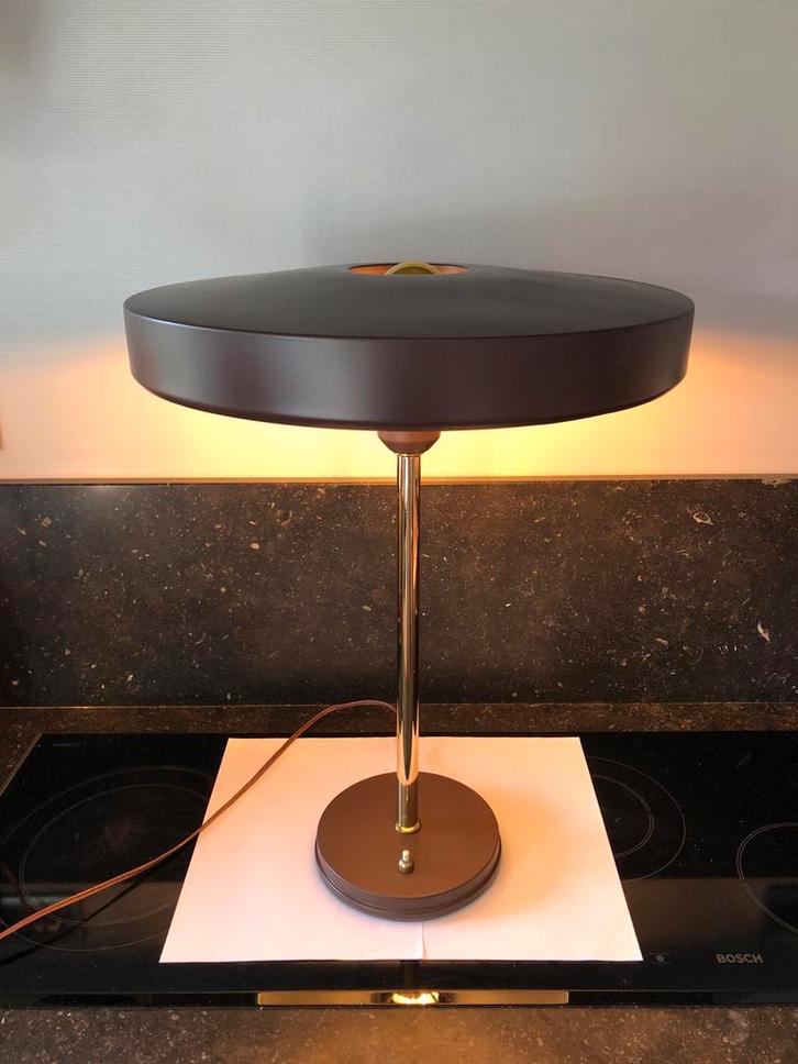 VINTAGE DESIGN timor 69 LOUIS KALFF tafellamp bruin/goud, Antiek en Kunst, Curiosa en Brocante, Ophalen of Verzenden