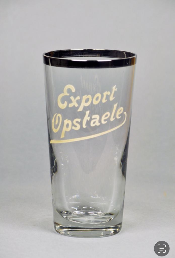*rare* verre à bière émaillé Export Opstaele Ixelles, Verzamelen, Parfumverzamelingen, Gebruikt, Ophalen of Verzenden