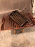 2  Volhouten Dienbladen, Huis en Inrichting, Woonaccessoires | Dienbladen, Ophalen, Zo goed als nieuw, Rechthoekig, Hout