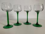 Vintage retro moezelglazen groene voet * 4 stuks, Enlèvement ou Envoi, Utilisé, Autres types
