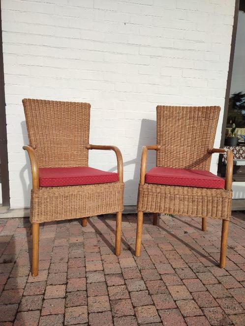 Deux fauteuils osier et bambou, Maison & Meubles, Fauteuils, Comme neuf, Osier ou Rotin, 50 à 75 cm, 75 à 100 cm, Enlèvement