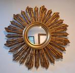 Miroir soleil bois de 63cm des années 60 Verre convexe 18cm., Ophalen, Gebruikt