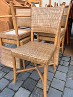 6 geweven stoelen, Huis en Inrichting, Stoelen, Ophalen, Gebruikt, Bruin, Hout