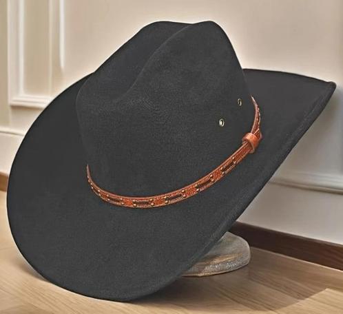 Cowboy hoed Zwart met mooie bruine Leder riemgesp (Nieuw), Kleding | Dames, Hoeden en Petten, Nieuw, Hoed, Ophalen