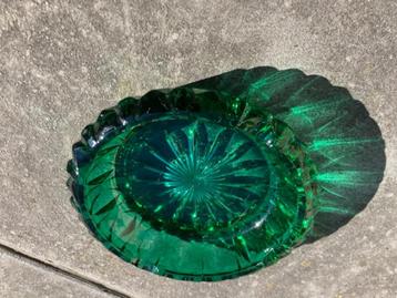 MOOIE GROENE VINTAGE GLAZEN ASBAK beschikbaar voor biedingen