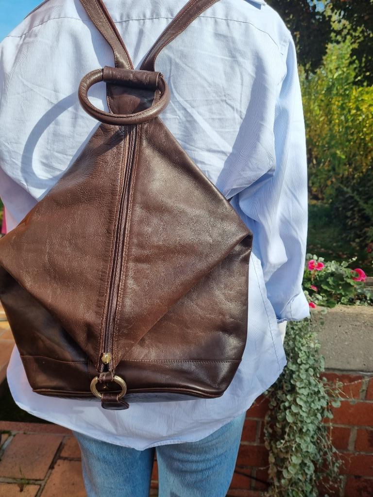 Bruine leren rugzak Bally, Ophalen of Verzenden, Zo goed als nieuw, Overige merken