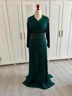 Donker groene caftan met parels, Ophalen, Zo goed als nieuw, Maat 38/40 (M)