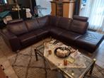 Lederen hoeksalon aubergine 6 zit, Huis en Inrichting, Ophalen, Gebruikt, Leer