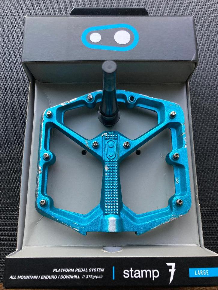 Pédales CrankBrothers Stamp 7 taille L (BIEN LIRE), Fietsen en Brommers, Fietsonderdelen, Gebruikt, Algemeen, Crankstel of Pedalen